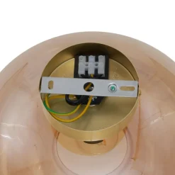 Art-Deco-Deckenleuchte Messing mit Bernsteinglas - Busa