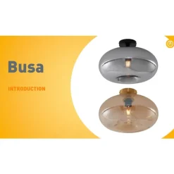 Art-Deco-Deckenleuchte Messing mit Bernsteinglas 40cm - Busa