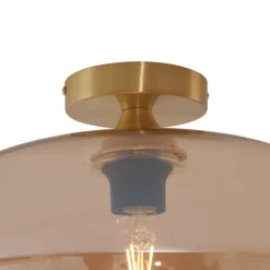 Art-Deco-Deckenleuchte Messing mit Bernsteinglas 40cm - Busa