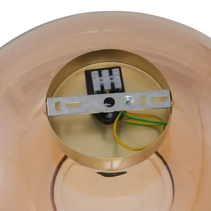 Art-Deco-Deckenleuchte Messing mit Bernsteinglas 40cm - Busa