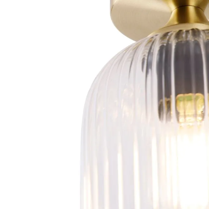 Art-Deco-Deckenleuchte Messing mit Klarglas - Banci