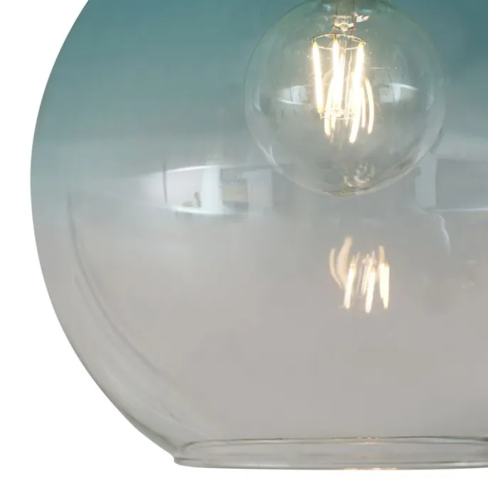 Art-Deco-Deckenleuchte Messing mit blauem Glas - Sandra