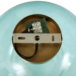 Art-Deco-Deckenleuchte Messing mit blauem Glas - Sandra