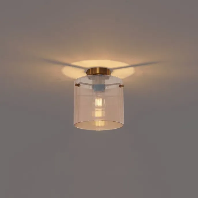 Art-Deco-Deckenleuchte Messing mit Bernsteinglas - Laura