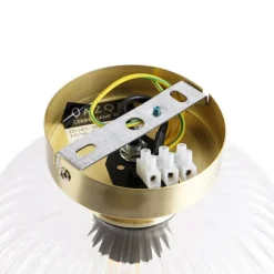 Art-Deco-Deckenleuchte Messing mit Klarglas - Karel