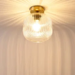 Art-Deco-Deckenleuchte Messing mit Klarglas - Karel