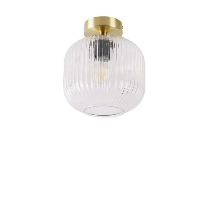 Art-Deco-Deckenleuchte Messing mit Klarglas - Karel