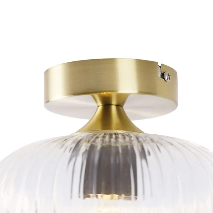 Art-Deco-Deckenleuchte Messing mit Klarglas - Karel