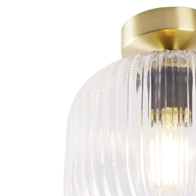 Art-Deco-Deckenleuchte Messing mit Klarglas - Karel