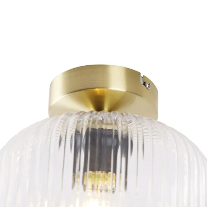 Art-Deco-Deckenleuchte Messing mit Klarglas - Karel