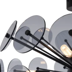 Art-Deco-Deckenleuchte Schwarz mit Rauchglas - Atomic