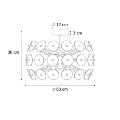 Art-Deco-Deckenleuchte Schwarz mit Rauchglas - Atomic