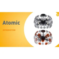 Art-Deco-Deckenleuchte Schwarz mit Rauchglas - Atomic