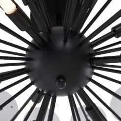 Art-Deco-Deckenleuchte Schwarz mit Rauchglas - Atomic