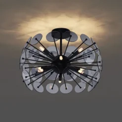 Art-Deco-Deckenleuchte Schwarz mit Rauchglas - Atomic