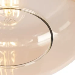 Art-Deco-Deckenleuchte schwarz mit bernsteinfarbenem Glas – Bizle