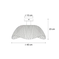 Art-Deco-Deckenleuchte Schwarz mit Naturbambus 40cm - Alka