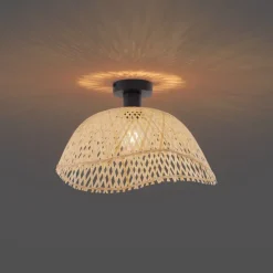 Art-Deco-Deckenleuchte Schwarz mit Naturbambus 40cm - Alka