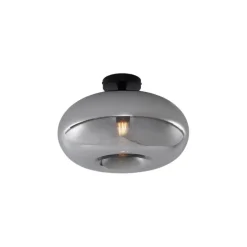 Art-Deco-Deckenleuchte schwarz mit Rauchglas 40cm - Busa