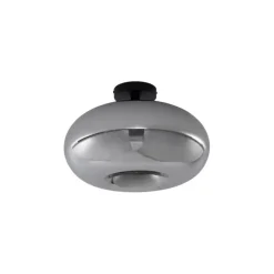 Art-Deco-Deckenleuchte schwarz mit Rauchglas 40cm - Busa