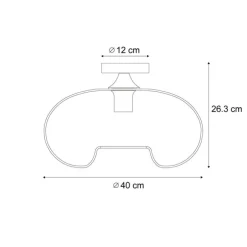 Art-Deco-Deckenleuchte schwarz mit Rauchglas 40cm - Busa
