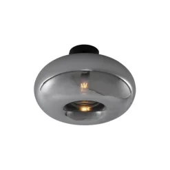 Art-Deco-Deckenleuchte schwarz mit Rauchglas 40cm - Busa