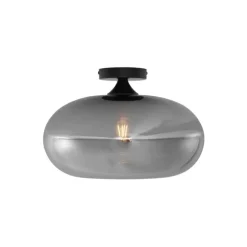 Art-Deco-Deckenleuchte schwarz mit Rauchglas 40cm - Busa