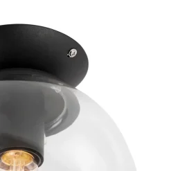 Art-Deco-Deckenleuchte Schwarz mit Klarglas - Pallon