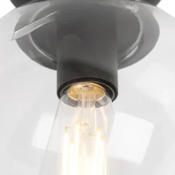 Art-Deco-Deckenleuchte Schwarz mit Klarglas - Pallon