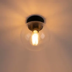 Art-Deco-Deckenleuchte Schwarz mit Klarglas - Pallon