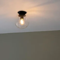 Art-Deco-Deckenleuchte Schwarz mit Klarglas - Pallon