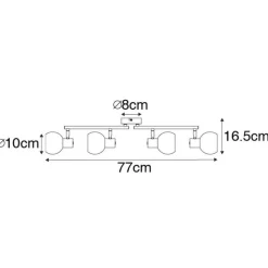 Art-Deco-Deckenleuchte schwarz mit Rauchglas 4-flammig - Vidro