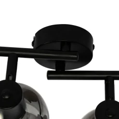 Art-Deco-Deckenleuchte schwarz mit Rauchglas 4-flammig - Vidro