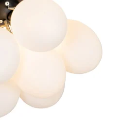 Art-Deco-Deckenleuchte schwarz mit Opalglas 3-flammig – Uvas