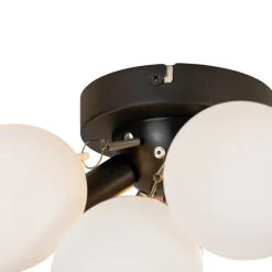 Art-Deco-Deckenleuchte schwarz mit Opalglas 3-flammig – Uvas