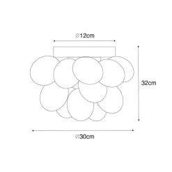 Art-Deco-Deckenleuchte schwarz mit Opalglas 3-flammig – Uvas