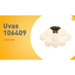 Art-Deco-Deckenleuchte schwarz mit Opalglas 3-flammig – Uvas