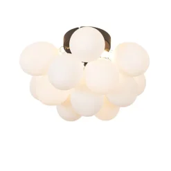 Art-Deco-Deckenleuchte schwarz mit Opalglas 3-flammig – Uvas