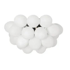 Art-Deco-Deckenleuchte schwarz mit Opalglas 6-flammig - Uvas