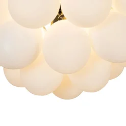 Art-Deco-Deckenleuchte schwarz mit Opalglas 6-flammig - Uvas