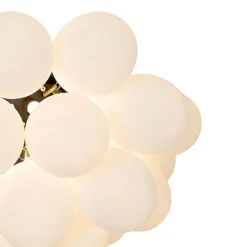 Art-Deco-Deckenleuchte schwarz mit Opalglas 6-flammig - Uvas