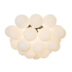 Art-Deco-Deckenleuchte schwarz mit Opalglas 6-flammig - Uvas