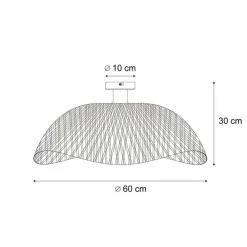 Art-Deco-Deckenleuchte schwarz Bambus 60 cm - Alka