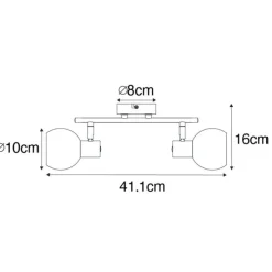 Art-Deco-Deckenleuchte schwarz mit Rauchglas 2-flammig - Vidro