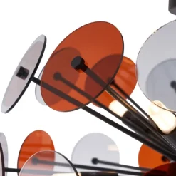 Art-Deco-Deckenleuchte Schwarz mit Bernstein und Rauchglas - Atomic