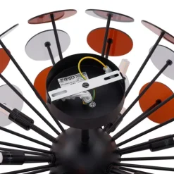 Art-Deco-Deckenleuchte Schwarz mit Bernstein und Rauchglas - Atomic