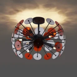 Art-Deco-Deckenleuchte Schwarz mit Bernstein und Rauchglas - Atomic