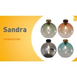 Art-Deco-Deckenleuchte schwarz mit Rauchglas - Sandra