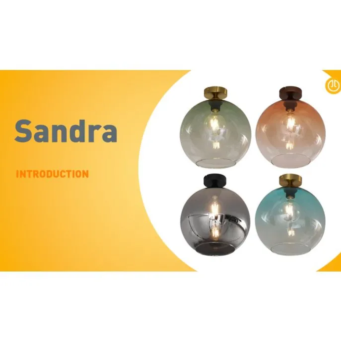 Art-Deco-Deckenleuchte schwarz mit Rauchglas - Sandra