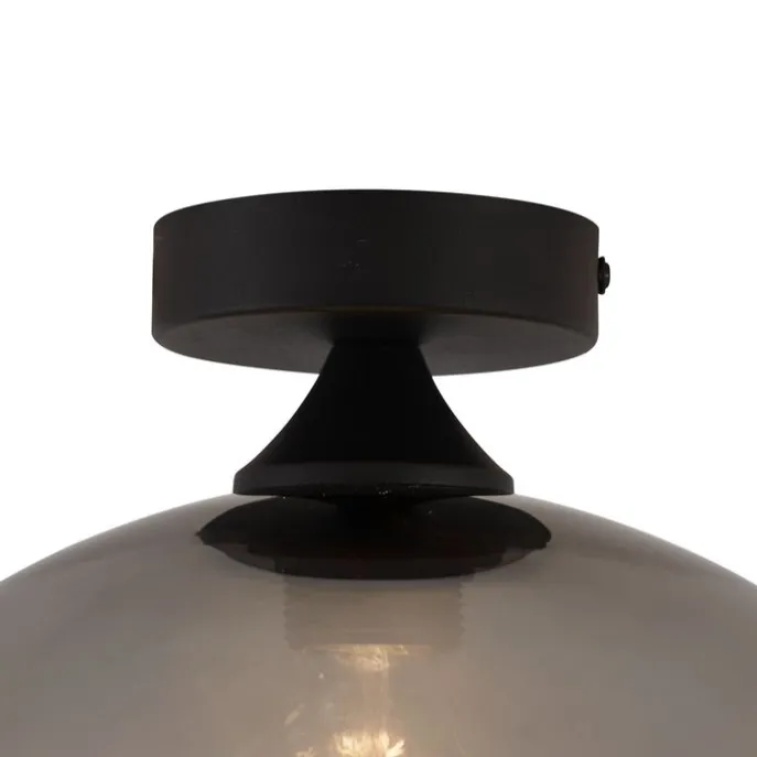 Art-Deco-Deckenleuchte schwarz mit Rauchglas - Sandra